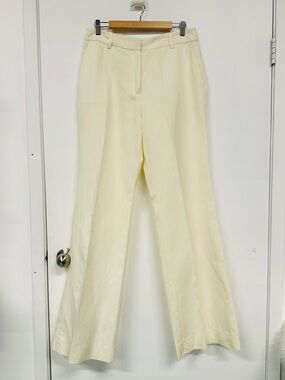 Derek Lam Crosby Wide Leg Linen Pants Cream High Waist Tailored Size 12 Luxury